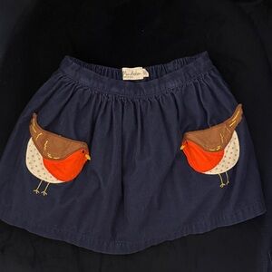 Mini Boden Dark Blue Skirt with Bird Design
